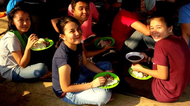 Lunch at camp with smiles